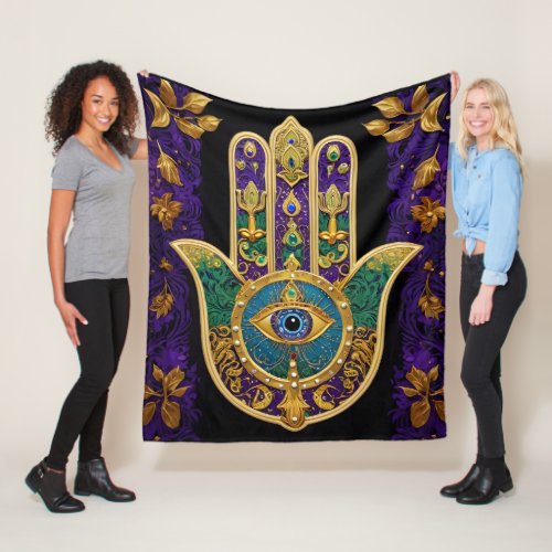  Mardi Gras Hamsa Art Print  Fleece Blanket