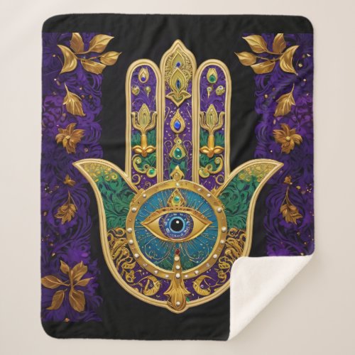  Mardi Gras Hamsa Art Print  Sherpa Blanket