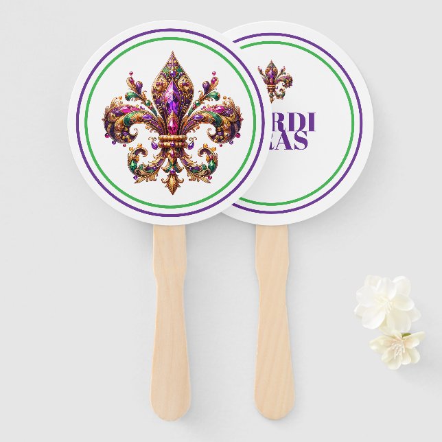 Mardi Gras Hand Fan (Front and Back)
