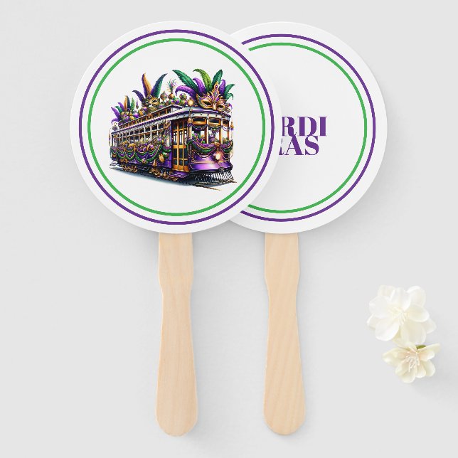 Mardi Gras Hand Fan (Front and Back)