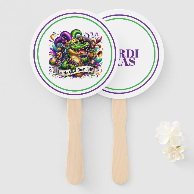 Mardi Gras Hand Fan (Front and Back)