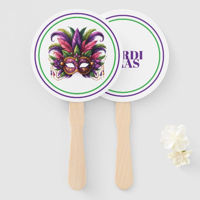 Mardi Gras Hand Fan (Front and Back)