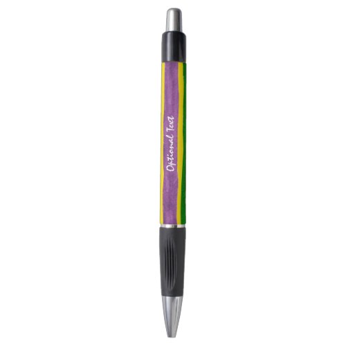 Mardi Gras Hand Painted Purple Green Gold Stripes Pen