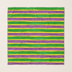 Mardi Gras Hand Painted Purple Green Gold Stripes Scarf