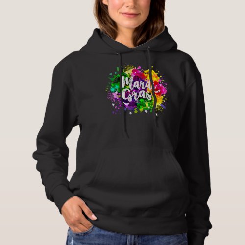 Mardi Gras Happy Fat Tuesday Colorful Graphic Arts Hoodie
