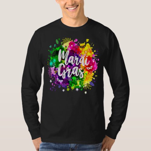 Mardi Gras Happy Fat Tuesday Colorful Graphic Arts T_Shirt