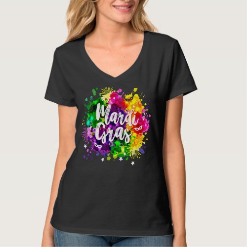 Mardi Gras Happy Fat Tuesday Colorful Graphic Arts T_Shirt