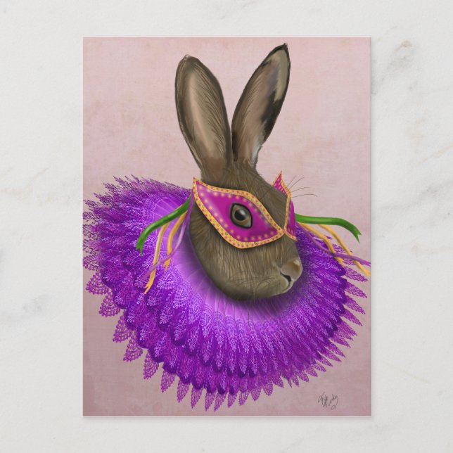 Mardi Gras Hare 4 Postcard (Front)
