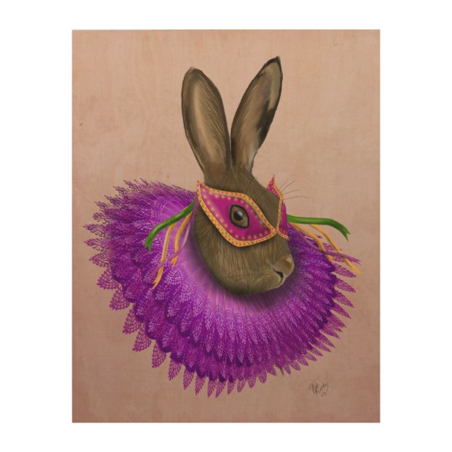 Mardi Gras Hare Wood Wall Art (Front)