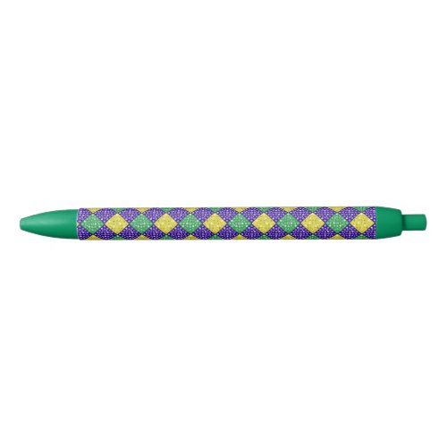 Mardi Gras Harlequin Diamond Carnival Pattern Black Ink Pen