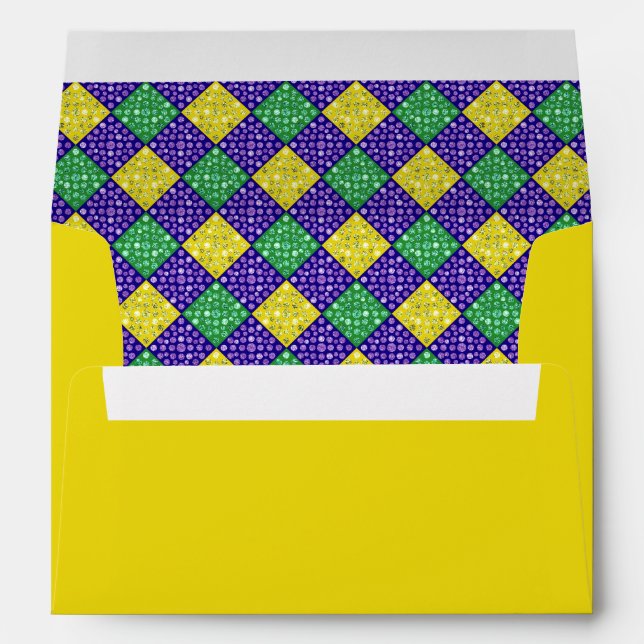 Mardi Gras Harlequin Diamond Carnival Pattern Envelope (Back (Bottom))
