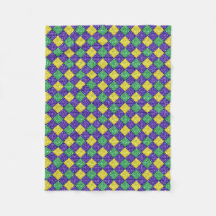 Mardi Gras Harlequin Diamond Carnival Pattern Fleece Blanket
