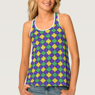 Mardi Gras Harlequin Diamond Carnival Pattern Tank Top