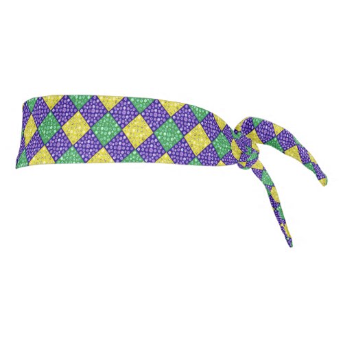 Mardi Gras Harlequin Diamond Carnival Pattern Tie Headband