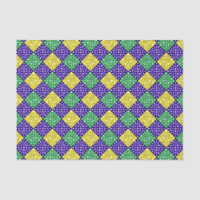 Mardi Gras Harlequin Diamond Carnival Pattern Tissue Paper (Front)