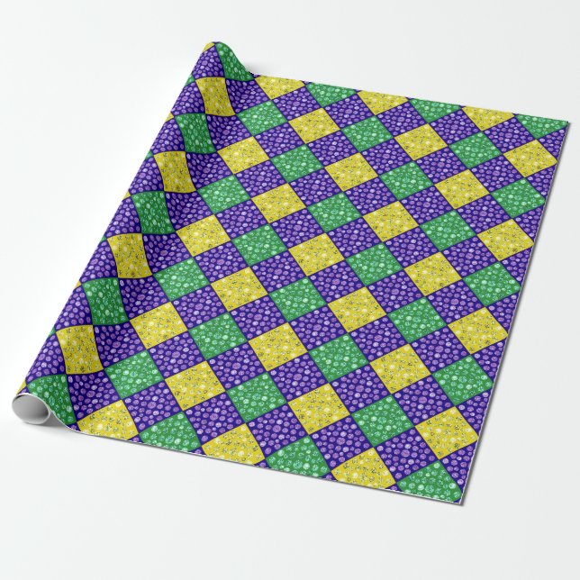 Mardi Gras Harlequin Diamond Carnival Pattern Wrapping Paper (Unrolled)