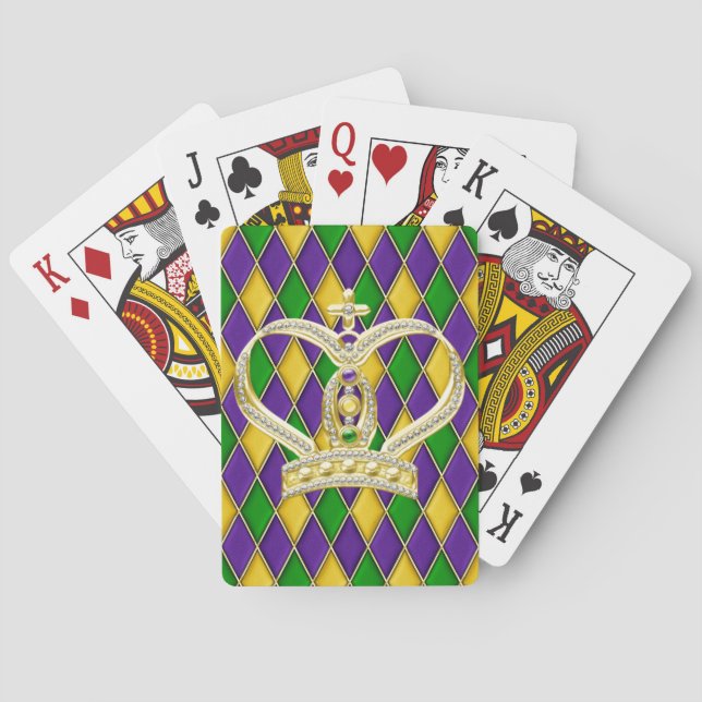 Mardi Gras Harlequin Diamond Crown Poker Cards (Back)