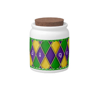 Mardi Gras Harlequin Diamond Pattern Candy Jars