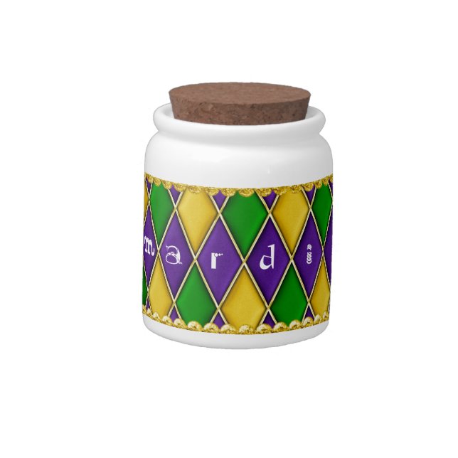 Mardi Gras Harlequin Diamond Pattern Candy Jars (Left)