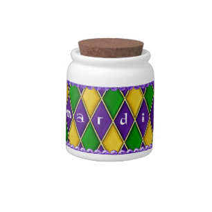 Mardi Gras Harlequin Diamond Pattern Candy Jars