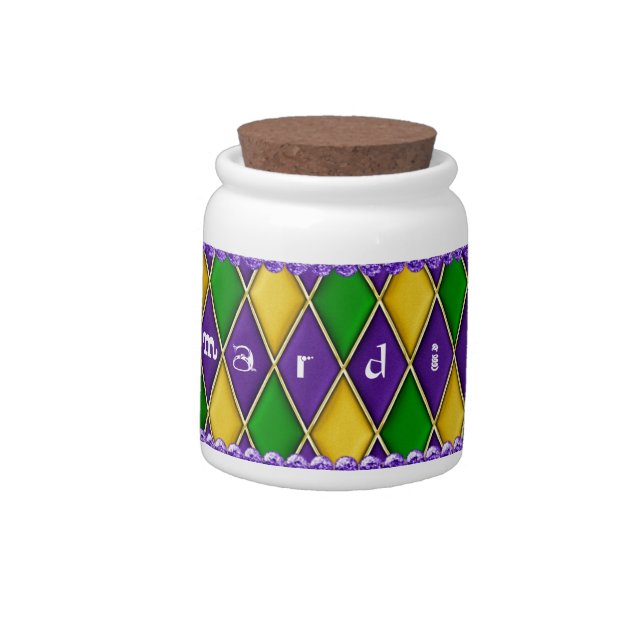 Mardi Gras Harlequin Diamond Pattern Candy Jars (Left)