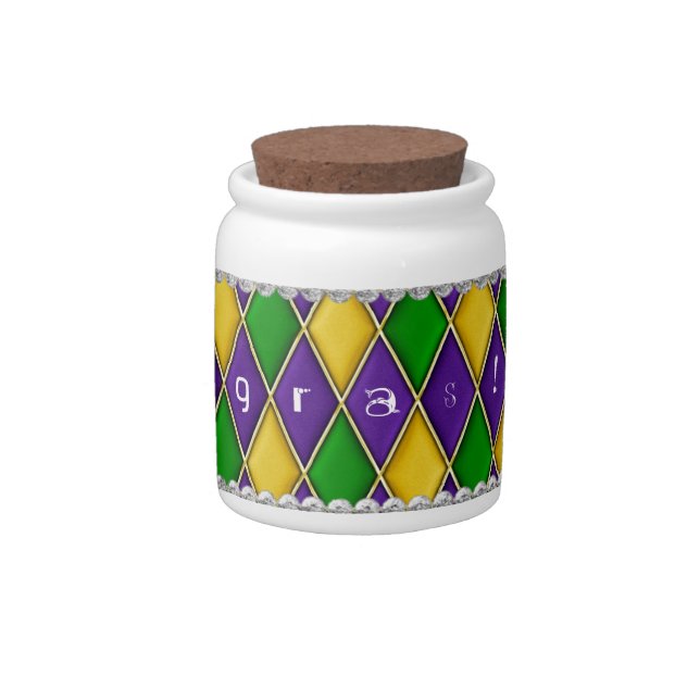 Mardi Gras Harlequin Diamond Pattern Candy Jars (Right)