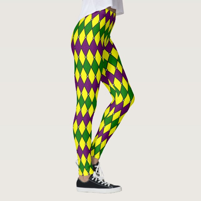 Mardi Gras Harlequin Diamond Pattern Leggings (Right)