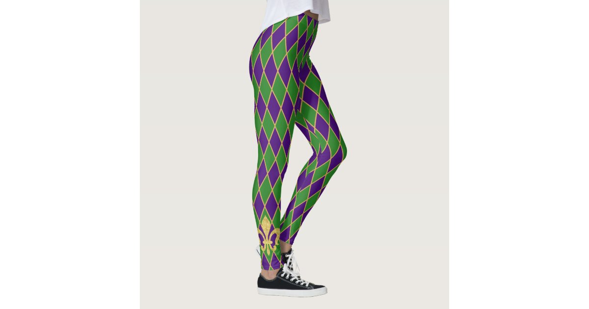 Mardi Gras | Harlequin Diamond Pattern Leggings | Zazzle