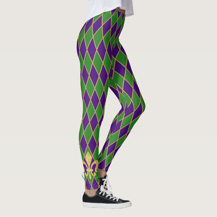 Mardi Gras Harlequin Diamond Pattern Leggings 