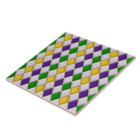 Mardi Gras Harlequin Diamond Pattern Tiles | Zazzle.com