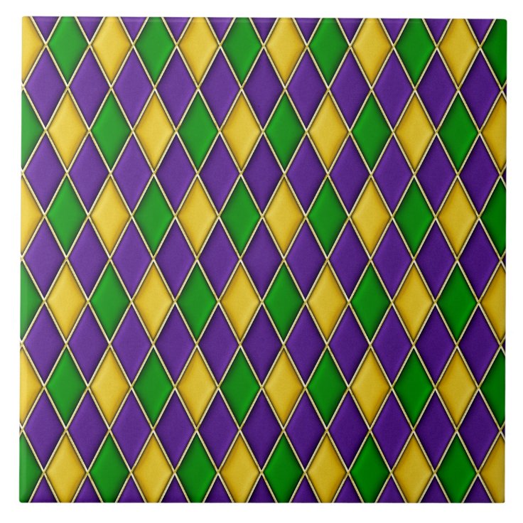 Mardi Gras Harlequin Diamond Pattern Tiles | Zazzle