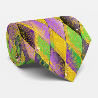 Mardi Gras Harlequin Diamond Purple Green Gold Neck Tie