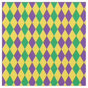 Mardi Gras Harlequin Diamonds Pattern Fabric