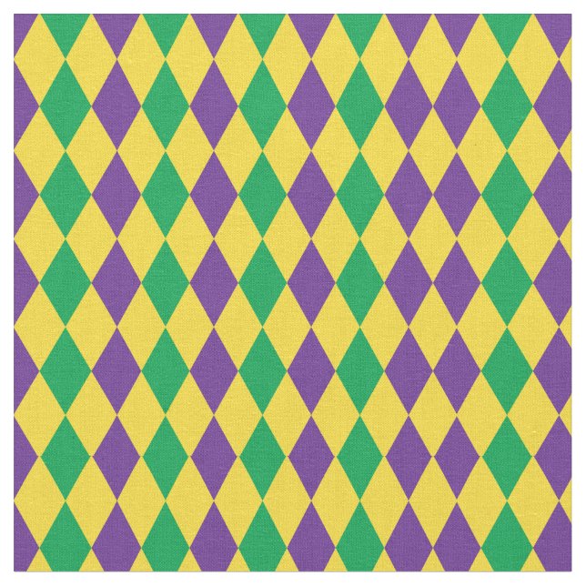 Mardi Gras Harlequin Diamonds Pattern Fabric (Close Up)