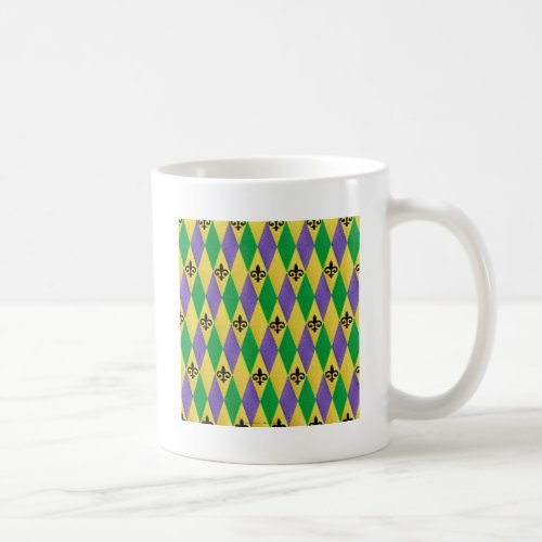 Mardi Gras Harlequin Fleur De Lis Coffee Mug