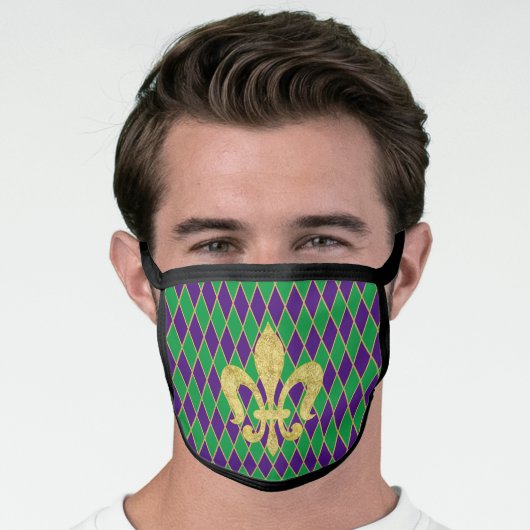 Mardi Gras | Harlequin | Fleur De Lis Face Mask (Worn Him)