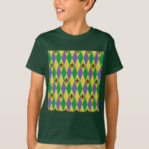 Mardi Gras Harlequin Fleur De Lis T-Shirt