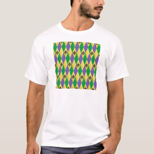 Mardi Gras Harlequin Fleur De Lis T-Shirt