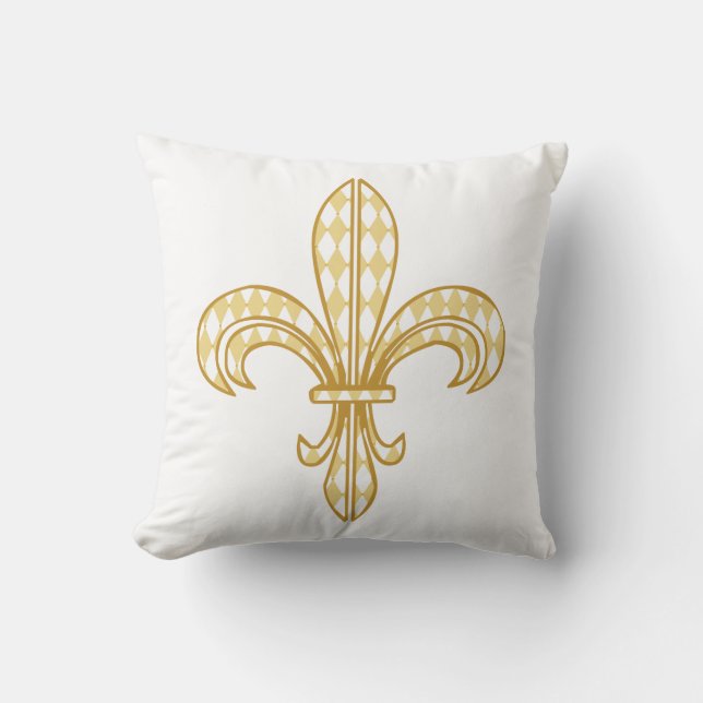 Mardi Gras Harlequin Fleur De Lis Throw Pillow (Front)