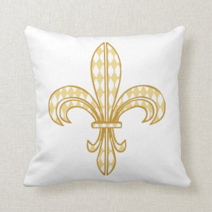 Mardi Gras Harlequin Fleur De Lis Throw Pillow