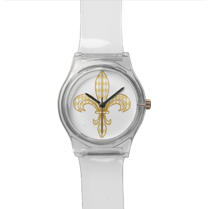 Mardi Gras Harlequin Fleur De Lis Wristwatches