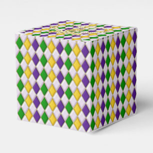Mardi Gras Harlequin pattern2 with Crown Favor Boxes