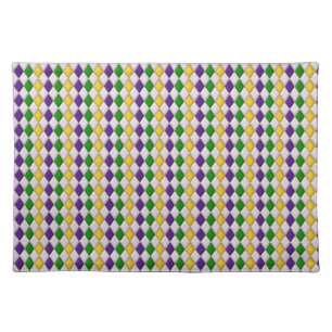 Mardi Gras Harlequin Pattern 2 Cloth Placemats