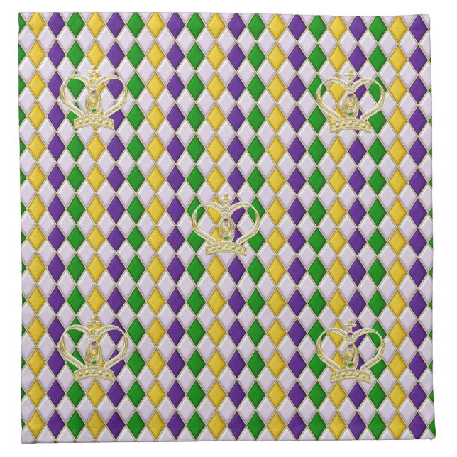 Mardi Gras Harlequin Pattern 2 w/crowns Napkins (Front)