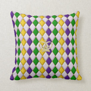 Mardi Gras Harlequin Pattern 3 w/crown Pillows