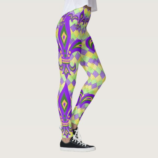 Mardi Gras Harlequin Pattern And Fleur De Lis Leggings Zazzle 