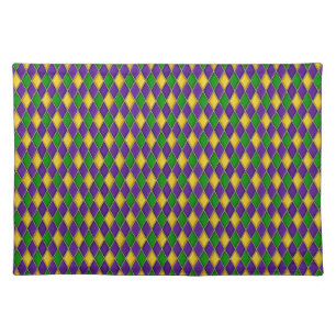 Mardi Gras Harlequin Pattern Cloth Placemats