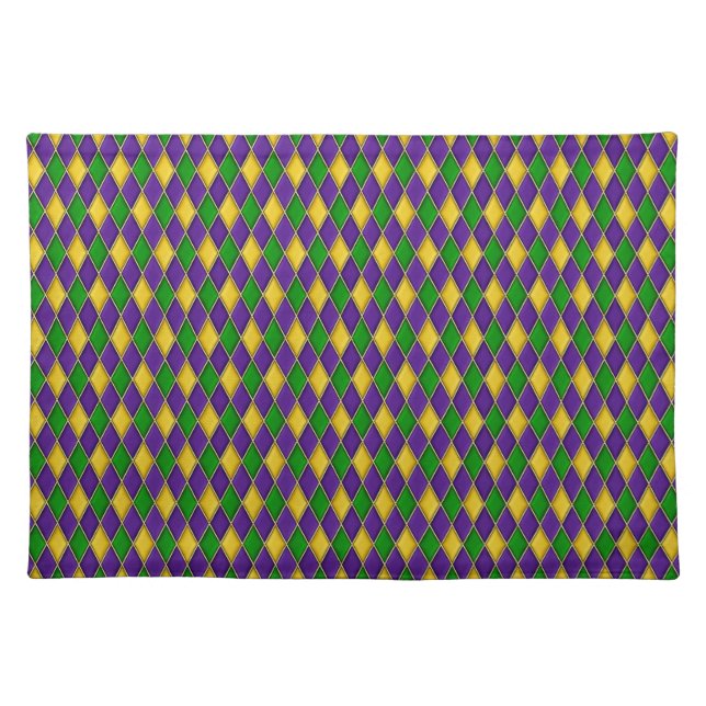Mardi Gras Harlequin Pattern Cloth Placemats (Front)