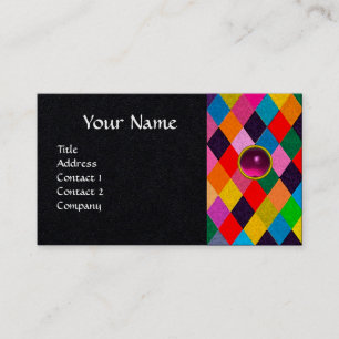 MARDI GRAS HARLEQUIN PATTERN Colorful Rhombi  Business Card