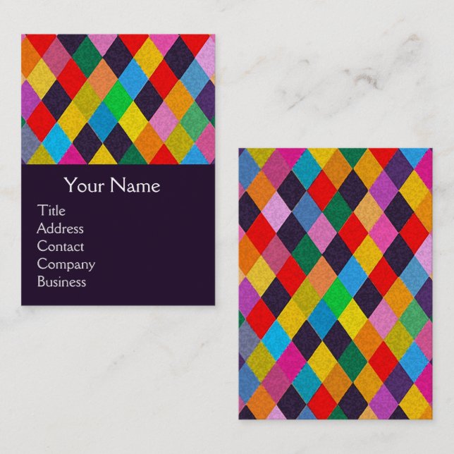 MARDI GRAS HARLEQUIN PATTERN Colorful Rhombi  Business Card (Front/Back)